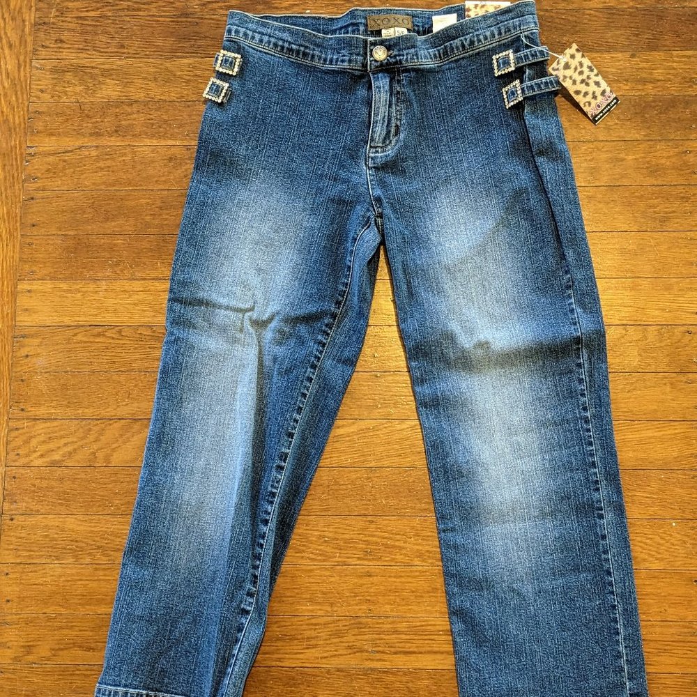 XOXO Rhinestone denim capris, size 5/6 NWT